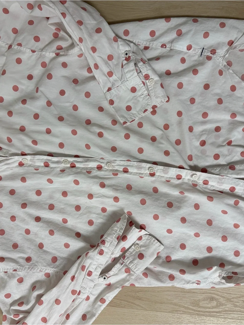 J. Crew Cream Button-Down Shirt with Pink Polka Dots